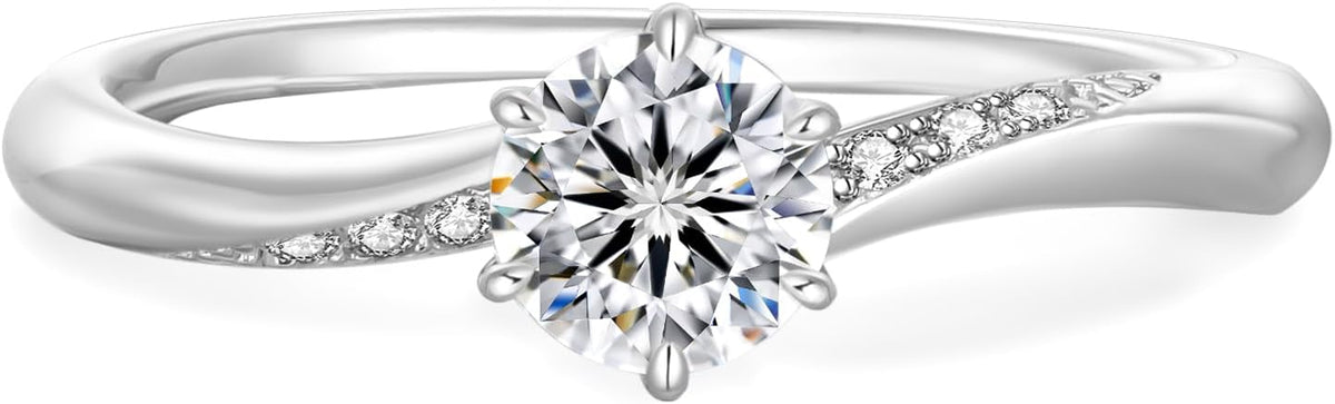 Verlobungsring 925 Sterling Silber mit 0,3 Karat Moissanit – Solitärring Damen, Brillantschliff, 6 Krappen, VVS D Farbe, mit Weißgold-Beschichtung, Ringschatulle, Geschenkbox & Echtheitszertifikat