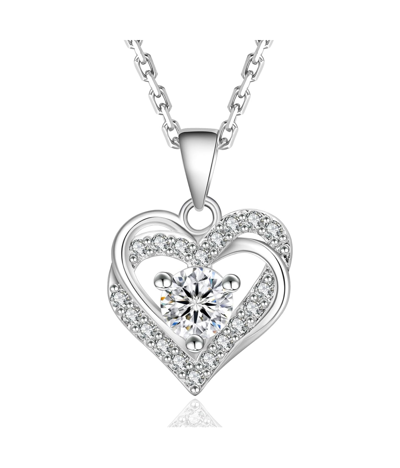 Moissanite Halskette – Double Heart | 925 Sterlingsilber