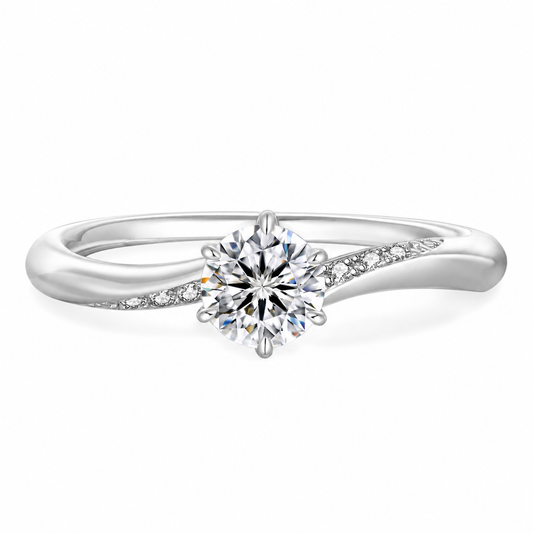 Verlobungsring 925 Sterling Silber mit 0,3 Karat Moissanit – Solitärring Damen, Brillantschliff, 6 Krappen, VVS D Farbe, mit Weißgold-Beschichtung, Ringschatulle, Geschenkbox & Echtheitszertifikat
