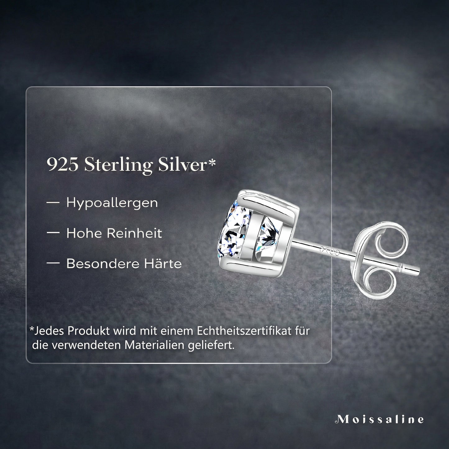 Moissanite Ohrstecker – Brillantschliff | 925 Sterlingsilber