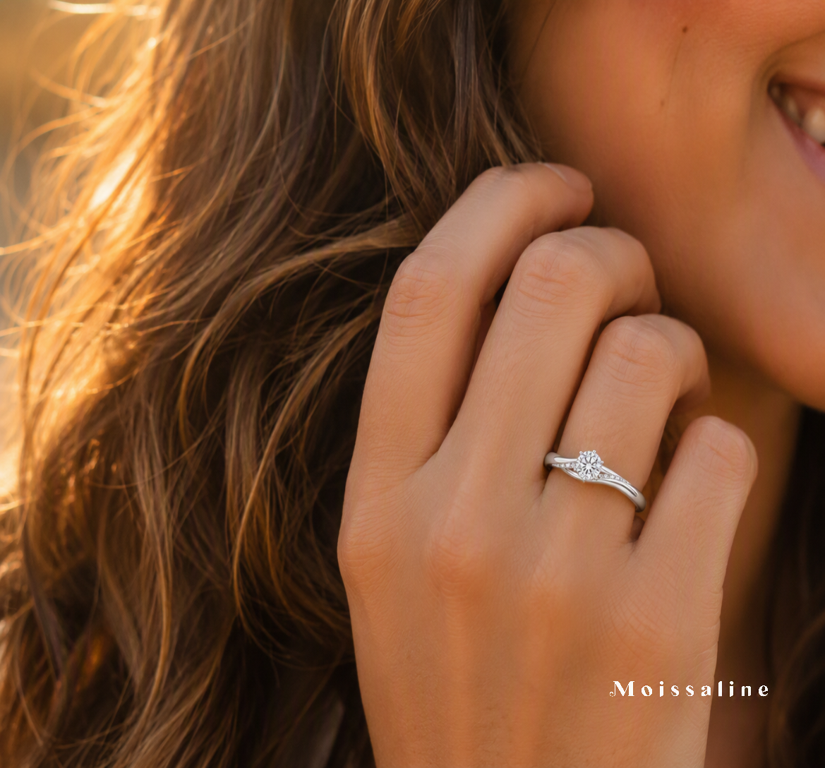 Verlobungsring 925 Sterling Silber mit 0,3 Karat Moissanit – Solitärring Damen, Brillantschliff, 6 Krappen, VVS D Farbe, mit Weißgold-Beschichtung, Ringschatulle, Geschenkbox & Echtheitszertifikat