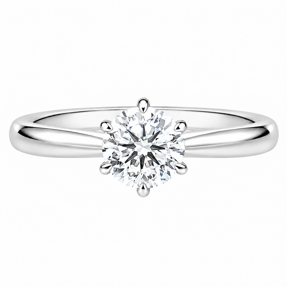 Verlobungsring 925 Sterling Silber 0,5 Karat Moissanit – Solitärring Damen, Brillantschliff, VVS D Farbe, 6 Krappen, Weißgold-Beschichtung, inkl. Ringschatulle, Geschenkbox & Echtheitszertifikat