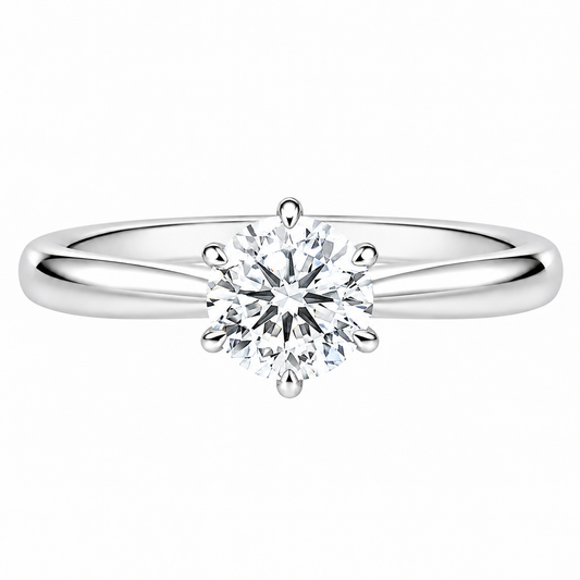 Verlobungsring 925 Sterling Silber 0,5 Karat Moissanit – Solitärring Damen, Brillantschliff, VVS D Farbe, 6 Krappen, Weißgold-Beschichtung, inkl. Ringschatulle, Geschenkbox & Echtheitszertifikat