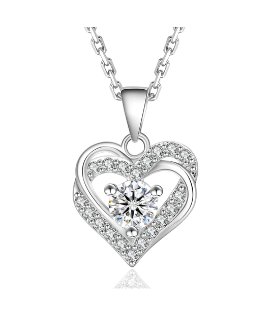 Moissanite Halskette – Double Heart | 925 Sterlingsilber