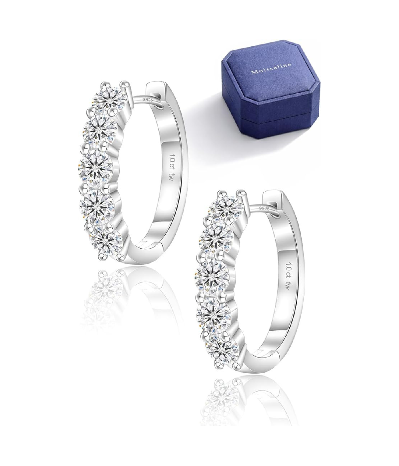Moissanite Kreolen – Huggie Ohrringe | 925 Sterlingsilber